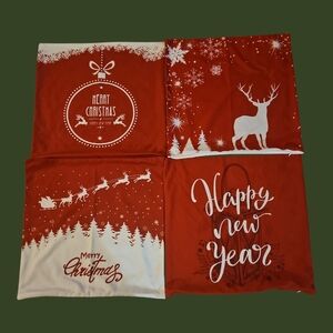 3/$30 Set of Four Christmas New Year Holiday Double Sided Pillow Covers